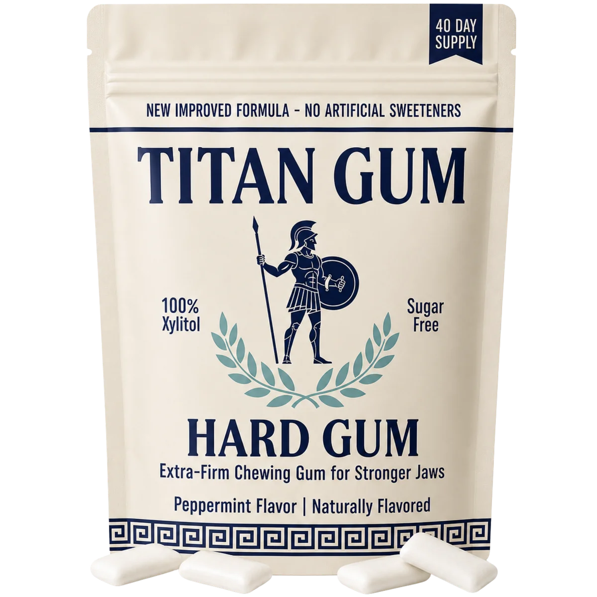 Titan Gum extra-firm peppermint gum pouch with gum pieces